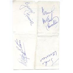 Beatles Autographs Obtained October 1963. A complete set of Beatles autographs obtained in Stockh…