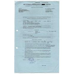 Derek And The Dominos 1970 Performance Contract. UK performance contract from Tofts, Folkstone, K…