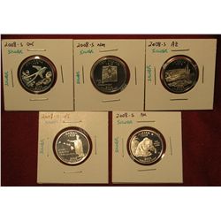 3. Set Of 5 2008-S Proof 90% Silver Statehood Quarters – Ok, Nm, Az, Hi, AK
