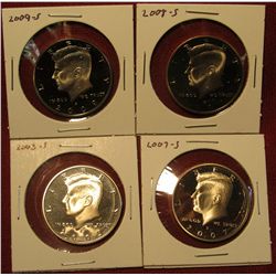 7. 4 Proof Kennedy Halves – 2003-S, 2007-S, 2008-S & 2009-S