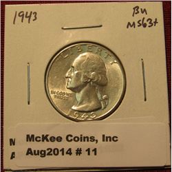 11.1943 P Washington Quarter BU  MS 63+