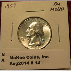 14.1959 P Washington Quarter BU  MS 64+