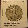 Image 1 : 27.1935-D Walking Liberty Half VG