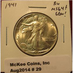 29.1941 Walking Liberty Half BU  MS 64+. GEM!
