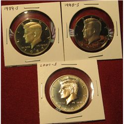 35.(3) Proof Kennedy Halves – 1989-S, 1990-S & 2001-S