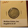 Image 1 : 37. 1881 U.S. Three Cent Nickel. F-12.
