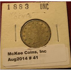 41. 1883 NC Liberty Nickel. No Cent AU.