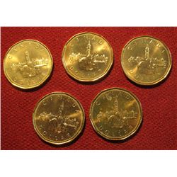 55. (5) 1867-1992 Canada Dollars. KM# 218, Composition: Aureate, Diameter: 26mm, Obverse: Crowned he