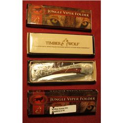 70. (4) 2009 Jungle Viper Folder Timber Wolf Pocket Knives. New in boxes.