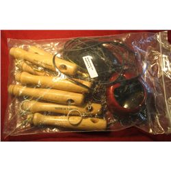 72. (7) Wooden handles stamped "MADE IN TURKEY"; a Computer Mouse; a large group of Coin Bezels & ke