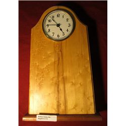 74. Fancy Birds Eye Mapel Wood Mantel Clock.  Needs a new battery.