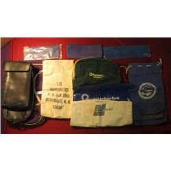 76. People's Heritage Bank Bag, (5) Felt Bags including a Crown Royal; (3) Northern National Bank Ba
