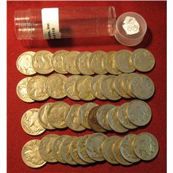 116. Roll Of (40) Full Date Buffalo Nickels. All Dated 1938 Or Earlier. Stored In A Plastic Tube.