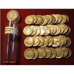 118. Roll Of (40) Full Date Buffalo Nickels. All Dated 1938 Or Earlier. Stored In A Plastic Tube.