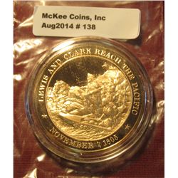 138. 1805 Lewis And Clark Reach The Pacific Proof Bronze Medal. Encapsulated. 44mm.