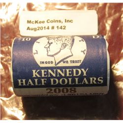 142. 2008 D Original U.S. Mint Wrapped Roll Of Kennedy Half Dollars. Gem BU .