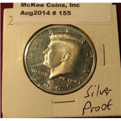 155. 2000 S Kennedy Silver Half Dollar. Cameo Frosted Proof