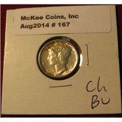 167. 1934 P Mercury Dime. Lightly Toned Choice BU .