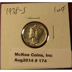 174. 1938 S Mercury Dime. Unc.