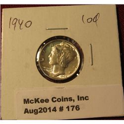 176. 1940 P Mercury Dime. MS 64