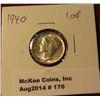 Image 1 : 176. 1940 P Mercury Dime. MS 64