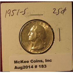 183. 1951 S Washington Silver Quarter. Brilliant Unc.