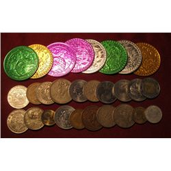 185.  (8) 1998 Era Mardi Gras Medals. 39mm Each. BU ; & (20) Old Foreign Coins.