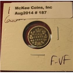 187. 1898 Canada Five Cent Silver. F-VF.