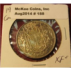 188. 1952 Canada Silver Half Dollar. EF 40.