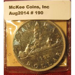 190. 1952 Nwl Canada Silver Dollar. Choice Brilliant Unc.