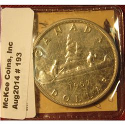 193. 1957 Canada Silver Dollar. Choice Brilliant Unc.