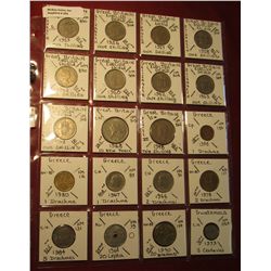 202. (20) World Coins- Great Britain, Greece, & Guatemala. KM value $5.35.