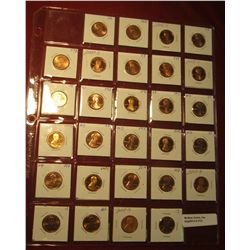 212. Plastic Stock page containing (28) Lincoln Cents in 1 1/2" x 1 1/2" holders. Includes Proofs & 
