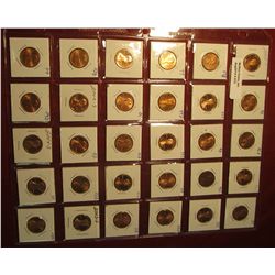 213. Plastic Stock page containing (30) Lincoln Cents in 1 1/2" x 1 1/2" holders. Includes Proofs & 