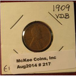 217. 1909 P Vdb Lincoln Cent. EF 40.