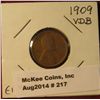 Image 1 : 217. 1909 P Vdb Lincoln Cent. EF 40.