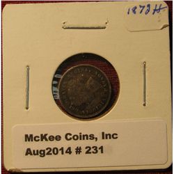 231. 1872 H Canada Five Cent Silver. VG.