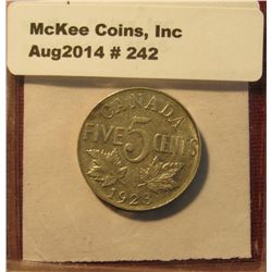 242. 1923 Canada Nickel. EF. Scarce This Nice.