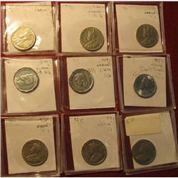 243. 1922, (2) 27, 28, 31, 33, 44 & 45 Canada Victory, & 52 Canada nickels. Many grade up to near BU