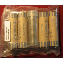 247. (5) Circulated Rolls Of 1954 P Jefferson Nickels. Scarcer Date.