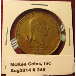 248.  Hickok Father of the Year Award 1955 / A Lifetime of Good Luck to Dad medal featuring a Bustof