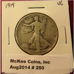 250. 1919 P Walking Liberty Half Dollar VG