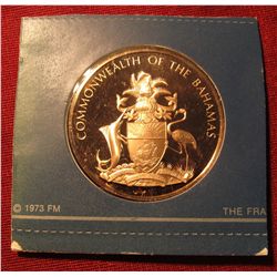 304. "July 10, 1973 Bahamas Independence" Proof Bronze Medal. 1 1/2" diameter. In original holder as