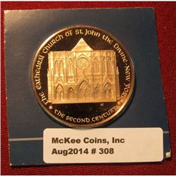 308. "The Cathedral Church of St. John the Divine-New York the Second Century" Proof Bronze Medal. 1
