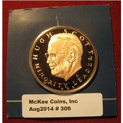 309. "Hugh Scott Minority Leader U.S.S. United States Senate" Proof Bronze Medal. 1 1/2" diameter. I
