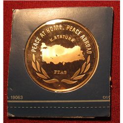 321. "1923 1973 Fiftieth Anniversary of the Turkish Republic" Proof Bronze Medal. 1 1/2" diameter. I