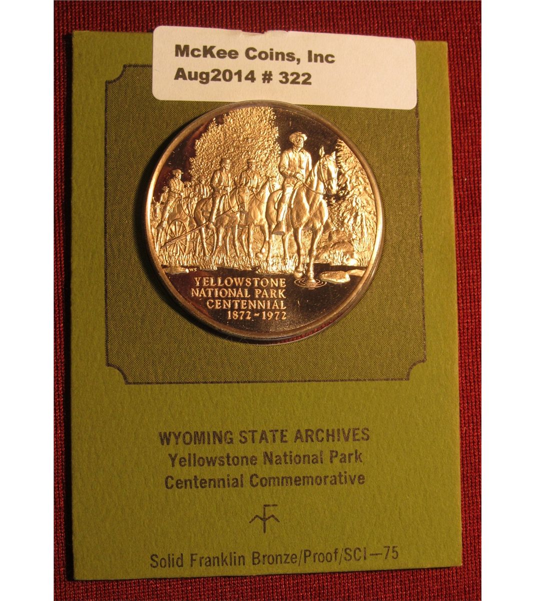 1872 Yellowstone National Park Established Bronze