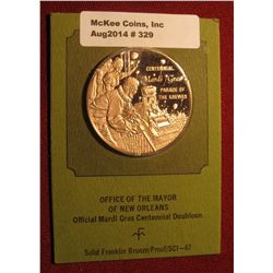 329. "Office of the Mayor of New Orleans Official Mardi Gras Centennial Doubloon" Proof Bronze Medal