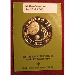 340. "Apollo 14 Shepard Roosa Mitchell" Proof Bronze Medal. 1 1/2" diameter. In original holder as i