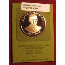 344. "1880-1959 George C. Marshall" Proof Bronze Medal. 1 1/2" diameter. In original holder as issue